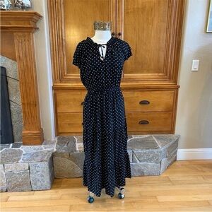 Old Navy Black and White Polka Dot Ruffle Dress Size Large NWT